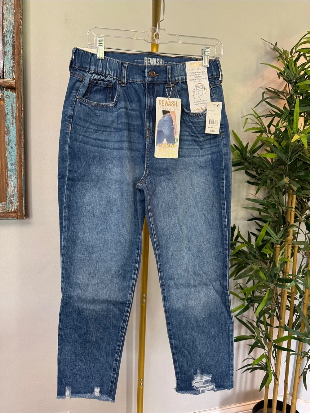 Rewash Medium Blue High-Rise Cropped Straight Jeans NWT 11